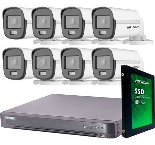 Kit Seguridad Hikvision 8 Cámaras 5mp Noche Color Audio+ 1tb