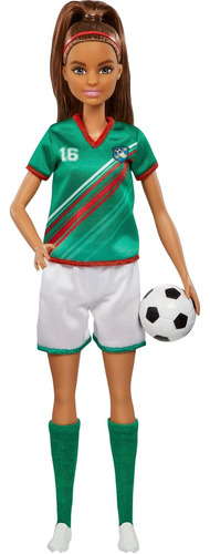 Barbie Muñeca De Fútbol, Cola De Caballo Morena, Colorido.