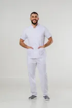Comprar Ambo Cuello Mao Hombre Blanco Arciel Suedy Uniforme Medicina