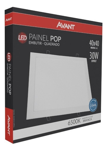 Painel Plafon Led Embutir 24w  Branco Frio Redondo Quadrado