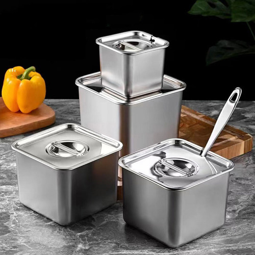 Taza De Condimento Para Azúcar De Acero Inoxidable Con Tapa
