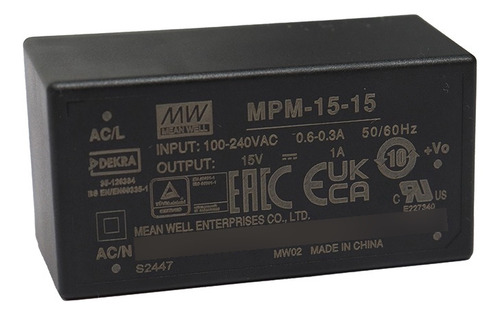 Convertidor Ac-dc Médico 80-264vac 15vdc Mean Well Mpm-15-15