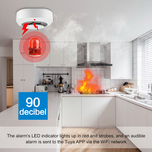 Detector De Humo Inteligente Tuya Wifi Para Incendios Domést
