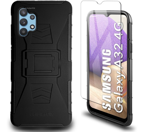 Funda Protector P/ Samsung A32 4g, Uso Rudo Con Clip + Mica