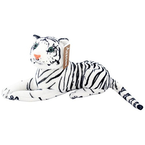 Jesonn Realistic Stuffed Animals Tiger Toys Plush (white, 12