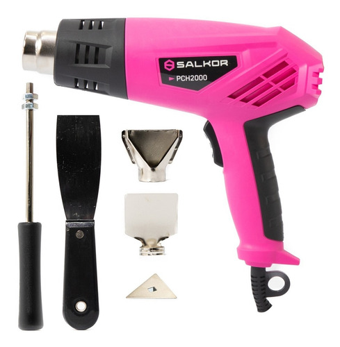 Pistola De Calor 2000w Salkor Pink 5 Accesorios 