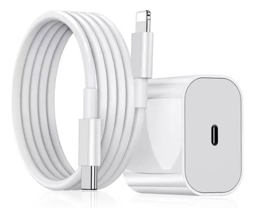 Kit Fuente Cargador 20 W +  Cable Tipo C  iPhone 11 12 13 14