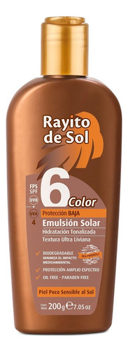 Protector Solar Rayito De Sol Con Color Fps 6 X 200 Gr