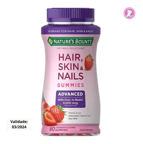 Suplemento em cápsula Nature's Bounty  Hair Skin Nails Gummies C/ Biotin 6000mcg vitaminas Hair Skin Nails Gummies C/ Biotin 6000mcg