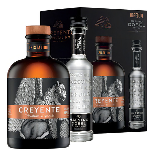 Mezcal Creyente Reposado Cristalino 750ml + Dobel 375ml