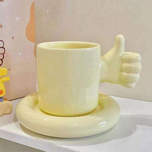New,. Taza De Café, Taza De Postre, Mango Con Pulgares Hacia