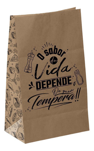 Saco Kraft Médio Delivery Sabor Depende Quem Tempera 300un