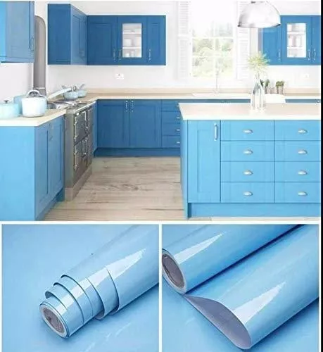 AIMIMI Papel pintado autoadhesivo mate extraíble azul para decoración de  muebles, 23.6 x 393.7 in, D