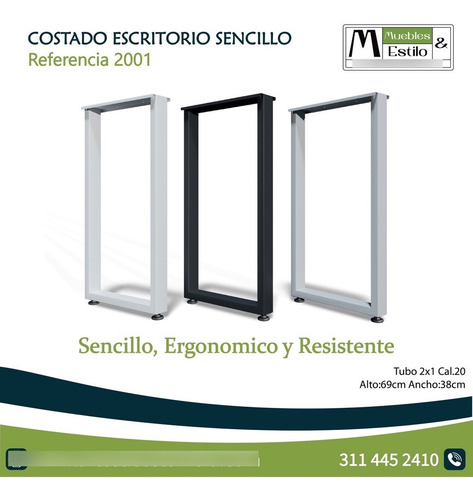 Imagen 4 de 4 de Base Pata, Costado, Soporte Para Escritorio . X Unidad