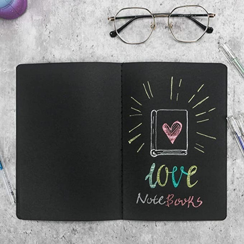 Cuaderno Negro Diferentes Diseño 21x14 Cm / Libreta Negra