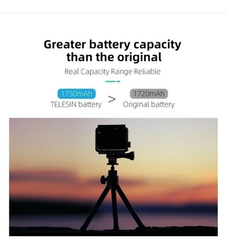 Bat. Recarregável Telesin P/ Gopro Hero 9 Black 1750mah!
