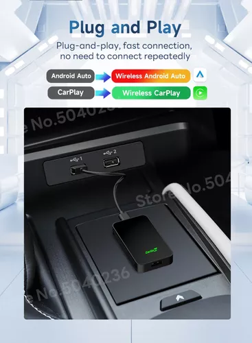 Adaptador Sem Fio CarPlay & Android Auto Para Carros Com De