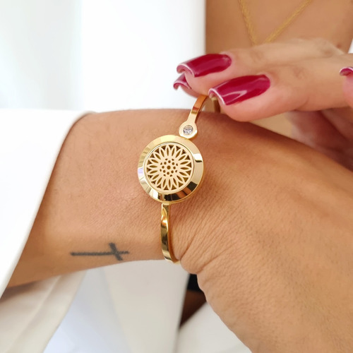 Bracelete Difusor Girassol - Aço Inoxidável E Antialérgico