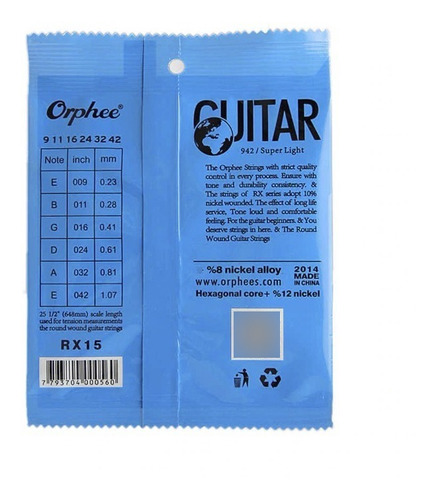 Imagen 2 de 4 de Encordado Orphee R15 Nickel Guitarra Elect 09-42+envio+cuota
