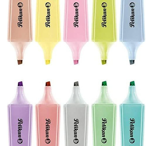 Set 10 Plumones Marcatextos Color Pastel Flash Pelikan