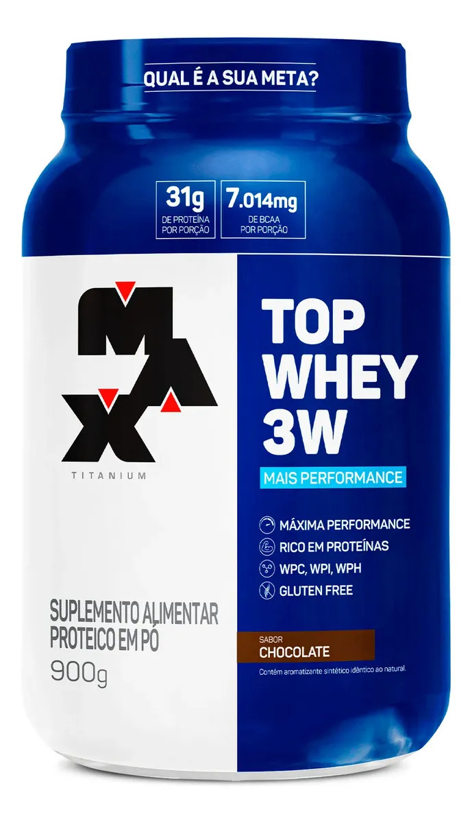 Top Whey Protein 3w Whey Concetrado Max Titanium 900 g