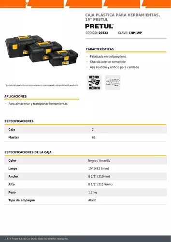 PRETUL CAJA HERRAMIENTAS 48cm BROCHE AMARILLO(2)