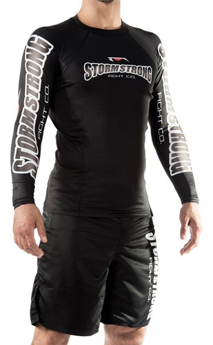 Rashguard Jiu-jitsu Camiseta Lycra Stormstrong Preta Oficial