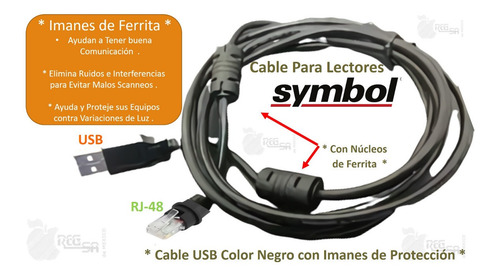 Cable Zebra Con Nucleos D Ferrita Ds9208 Li2208 Ls2208 M2007