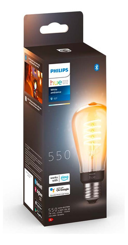 Ampolleta Philips Hue Inteligente Edison Vintage St64 E27 7w Color de la luz Blanco cálido