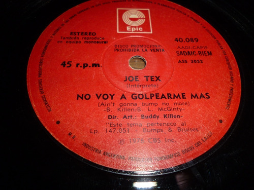 Simple - Joe Tex - Hambriento Por Tu Amor / No Voy A Golpear (Usado)