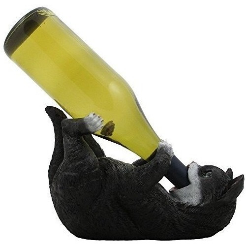 Jugueton Negro Y Blanco Kitty Cat Wine Holder Bottle Sculpt