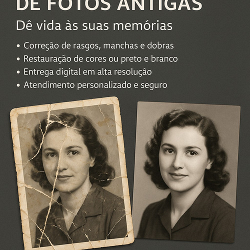 Restauração Profissional De Fotos Antigas Dê Vida Às Suas.
