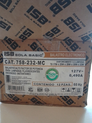 Caja 12 Balastros Isb Lámparas Fluorescentes T8 (Usado)