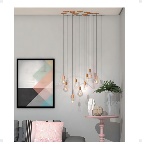 Pendente Retro Vintage Luminária Teto Lustre Soquete E27 Cor Cobre Voltagem