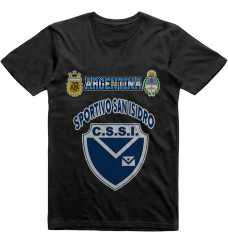 Remera Algodon Negra Sportivo San Isidro San Martin