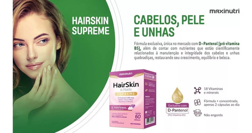 2 Hair Skin & Nails Supreme D-pantenol 5000mcg 60 Cápsulas