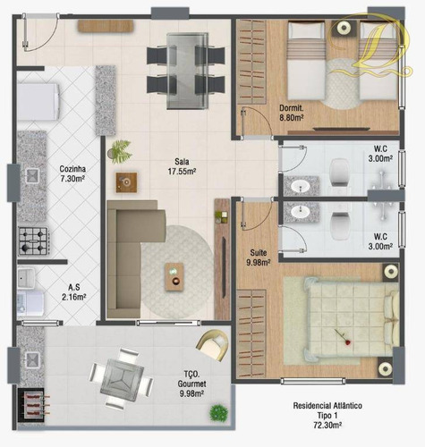 Imagem 2 de 9 de Apartamento Com 2 Dormitórios À Venda, 72 M² Por R$ 338.800 - Vila Guilhermina - Praia Grande/sp - Ap4232