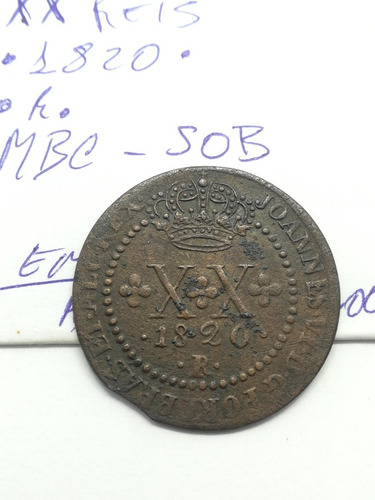 Moeda Cobre Xx Reis 1820r Soberba Com Fim De Chapa Excepcion