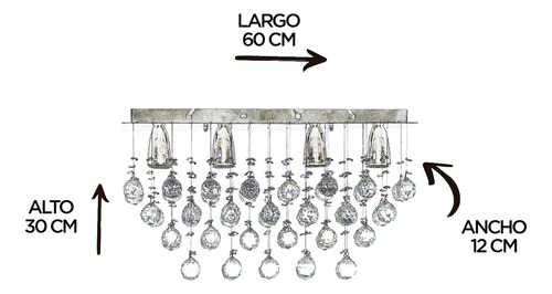 Candil Colgante Gamalux Williams Krystal Texas De 4 Luces