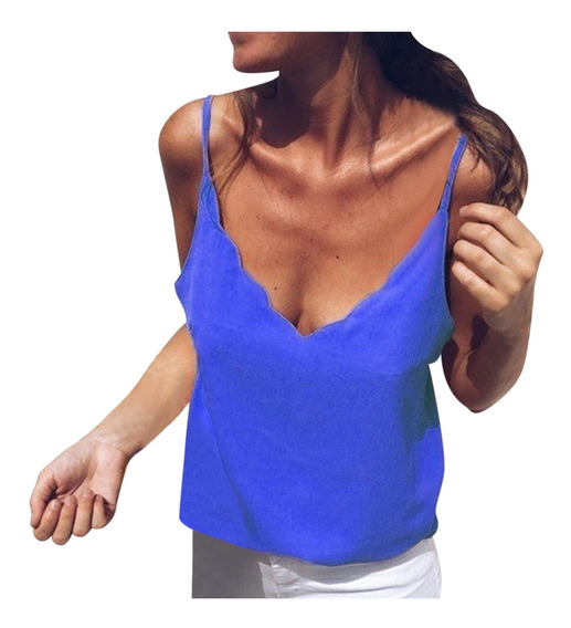 Blusa De Camisa Suelta Con Cuello En V De Color Liso 5651 