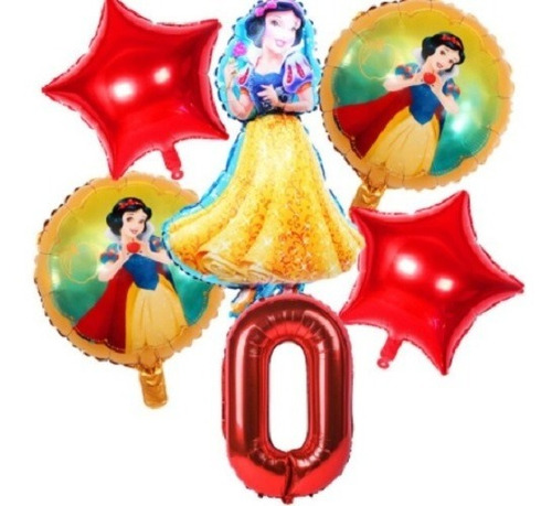 6 Globos Metalicos  De Las Princesas +num,80cm