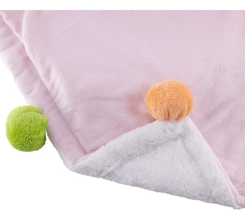 Imagem 2 de 2 de Cobertor Manta Pompom Rosa E Branco Comtac 4231