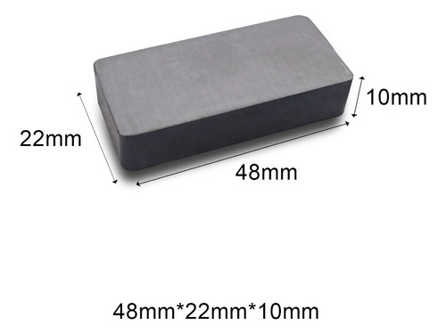 Pack 6 Iman Rectangular Ferrita 48x22x10mm Fuerte Grado 8