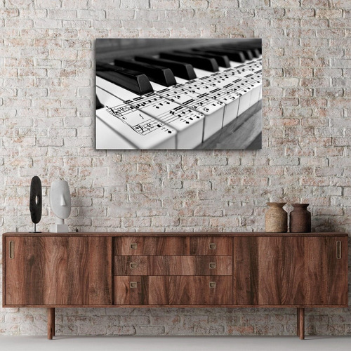 Cuadro Canvas Piano Musica Blanco Y Negro Decoracion 90x60