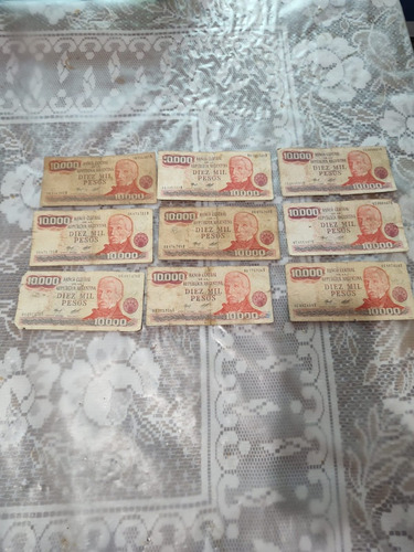 Lote De Billetes De 10.000 Pesos X 9 Inidades