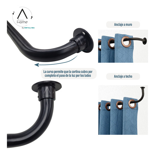 Set Extensible Simple Curvo De 210 A 300 Cm Y 22/25 Mm Negro