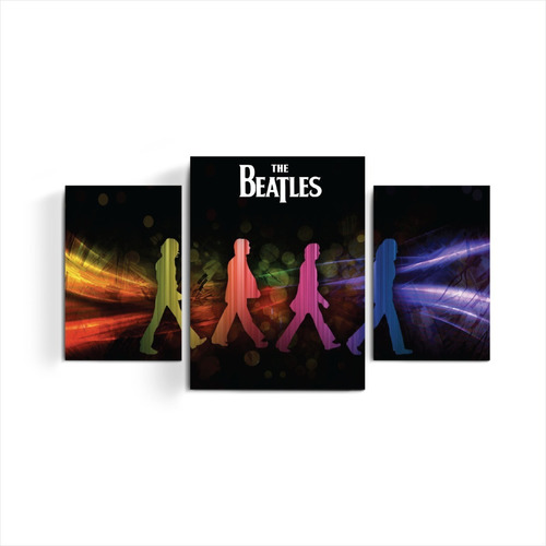 Cuadro Triptico The Beatles Abbey Road Colores Musica Deco