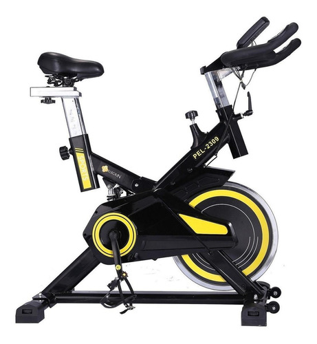 Bicicleta ergométrica Pelegrin PEL-2309 para spinning cor preto e amarelo