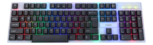 Teclado gamer Noganet NKB-216 QWERTY español color negro y plata con luz RGB