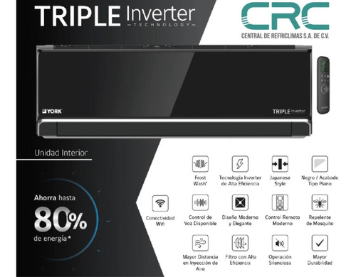 Minisplit York Triple Inverter 2 Ton 220v Solo Frio Aire Aco